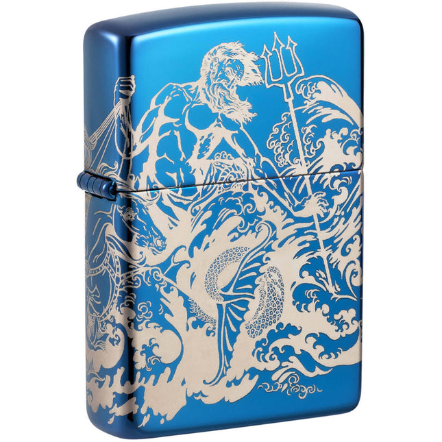 Zippo Lighter: Greek Mythology Atlantis Design 360 Image High Polish Blue | 48787