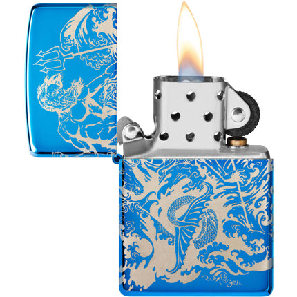 Zippo Lighter: Greek Mythology Atlantis Design 360 Image High Polish Blue | 48787