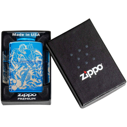 Zippo Lighter: Greek Mythology Atlantis Design 360 Image High Polish Blue | 48787