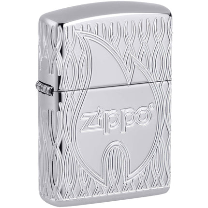 Zippo Lighter: Armor Multicut Zippo Flame Design High Polish Chrome | 48838