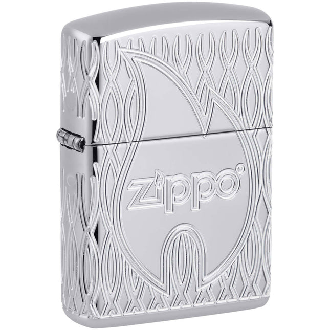Zippo Lighter: Armor Multicut Zippo Flame Design High Polish Chrome | 48838