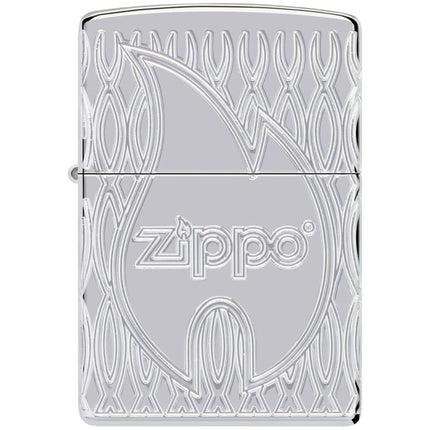 Zippo Lighter: Armor Multicut Zippo Flame Design High Polish Chrome | 48838