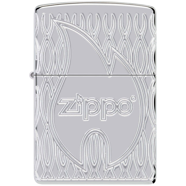 Zippo Lighter: Armor Multicut Zippo Flame Design High Polish Chrome | 48838