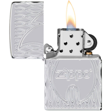 Zippo Lighter: Armor Multicut Zippo Flame Design High Polish Chrome | 48838