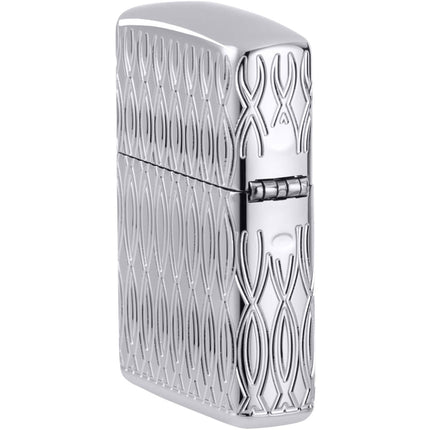 Zippo Lighter: Armor Multicut Zippo Flame Design High Polish Chrome | 48838