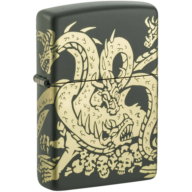 Zippo Lighter: Multi-headed Dragon Design Laser 360 Engraving | 48907