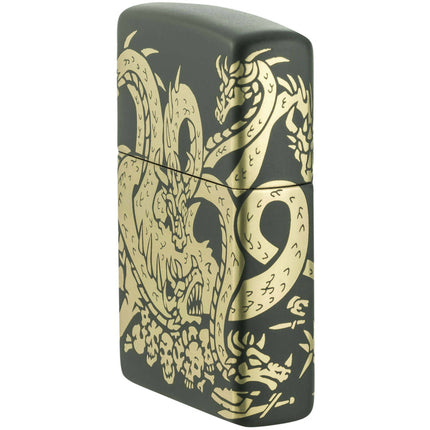 Zippo Lighter: Multi-headed Dragon Design Laser 360 Engraving | 48907