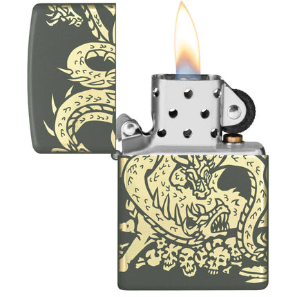 Zippo Lighter: Multi-headed Dragon Design Laser 360 Engraving | 48907