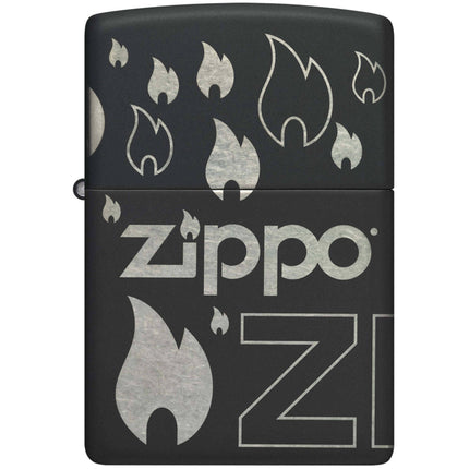 Zippo Lighter: Zippo Flames Design Black Matte | 48908