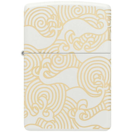 Zippo Lighter - Waves Design White Metal Construction Refillable Windproof | 48909