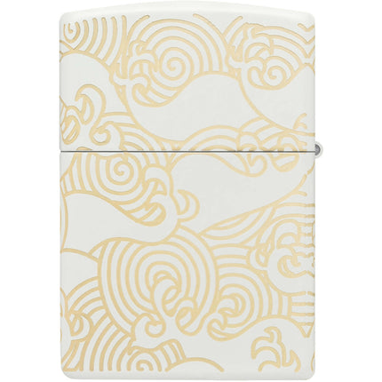 Zippo Lighter - Waves Design White Metal Construction Refillable Windproof | 48909