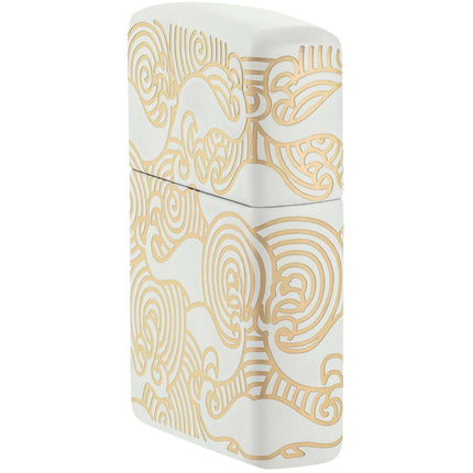 Zippo Lighter - Waves Design White Metal Construction Refillable Windproof | 48909