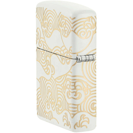 Zippo Lighter - Waves Design White Metal Construction Refillable Windproof | 48909