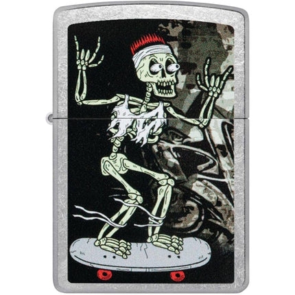 Zippo Lighter: Skeleton Skateboard Design Street Chrome | 48911