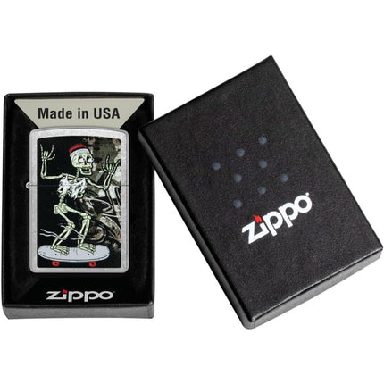 Zippo Lighter: Skeleton Skateboard Design Street Chrome | 48911