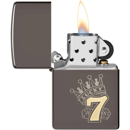 Zippo Lighter: Lucky 7 Gambling Design Black Ice | 48913