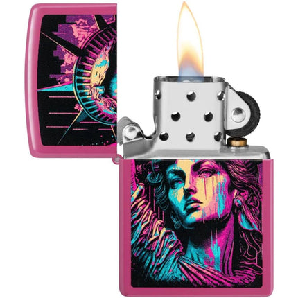 Zippo Lighter: Retro Lady Liberty Design Frequency | 48916