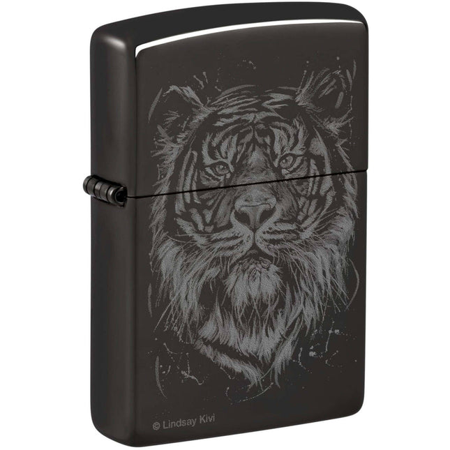 Zippo Lighter: Lindsay Kivi The Big Cat Design High Polish Black | 48935