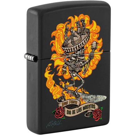 Zippo Lighter: Rietveld Day of the Dead Design Black Matte | 48954