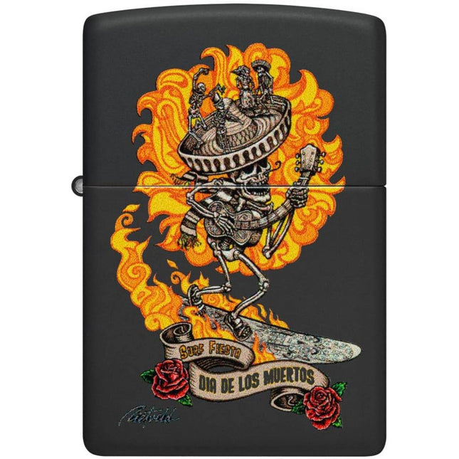 Zippo Lighter: Rietveld Day of the Dead Design Black Matte | 48954