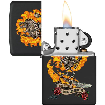 Zippo Lighter: Rietveld Day of the Dead Design Black Matte | 48954
