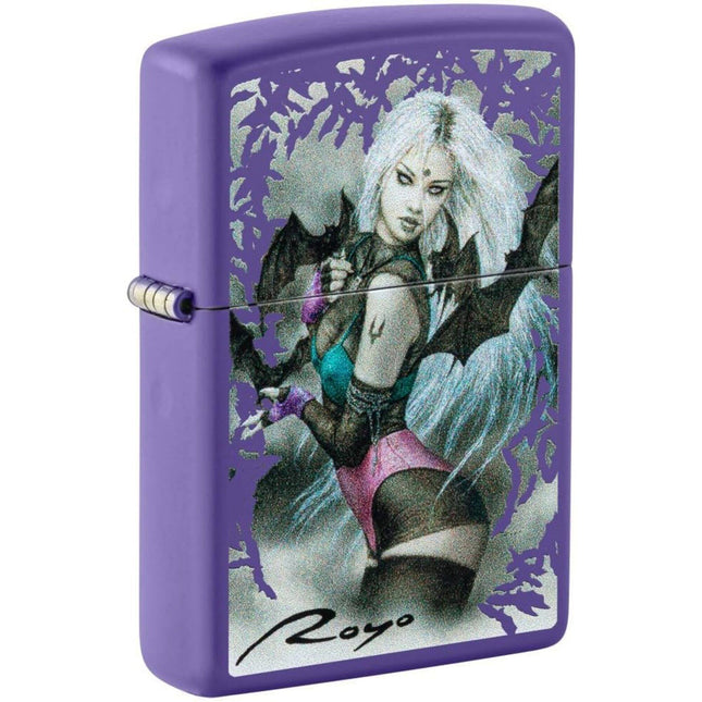Zippo Lighter: Luis Royo Mystical Bats Woman Purple Matte | 48963