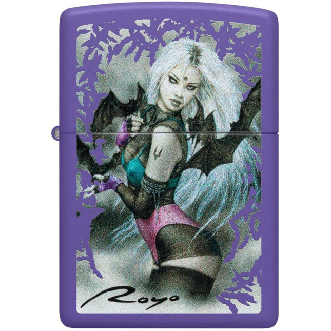 Zippo Lighter: Luis Royo Mystical Bats Woman Purple Matte | 48963