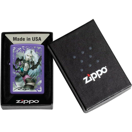 Zippo Lighter: Luis Royo Mystical Bats Woman Purple Matte | 48963
