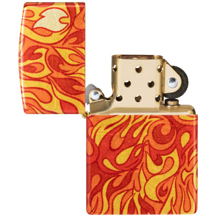 Zippo Lighter: Flames Design 540 Tumbled Brass | 48981