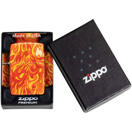 Zippo Lighter: Flames Design 540 Tumbled Brass | 48981