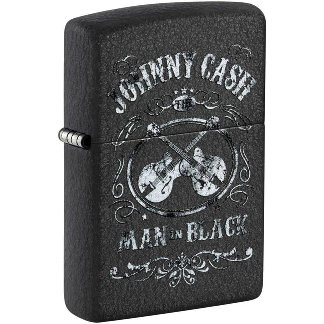 Zippo Lighter: Johnny Cash The Man in Black Design Black Crackle | 48989