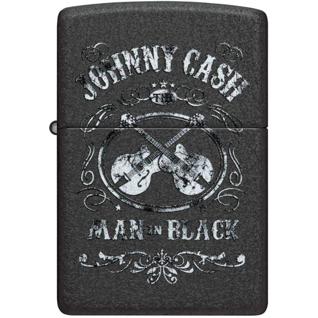 Zippo Lighter: Johnny Cash The Man in Black Design Black Crackle | 48989