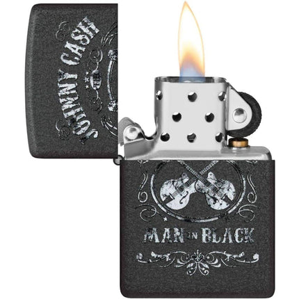 Zippo Lighter: Johnny Cash The Man in Black Design Black Crackle | 48989