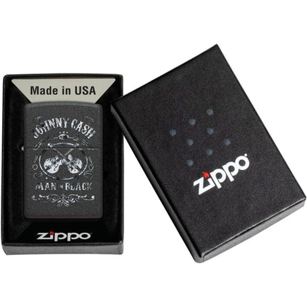Zippo Lighter: Johnny Cash The Man in Black Design Black Crackle | 48989
