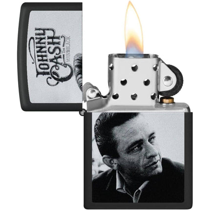 Zippo Lighter: Johnny Cash Portrait Black Matte | 48990