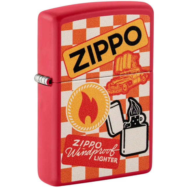 Zippo Lighter: Retro Zippo Design Red Matte | 48998