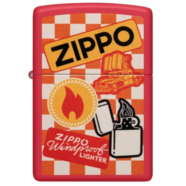 Zippo Lighter: Retro Zippo Design Red Matte | 48998
