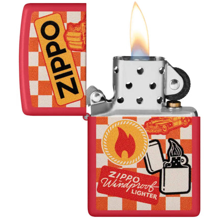 Zippo Lighter: Retro Zippo Design Red Matte | 48998