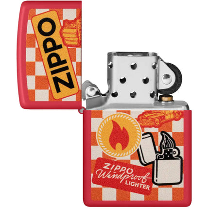 Zippo Lighter: Retro Zippo Design Red Matte | 48998