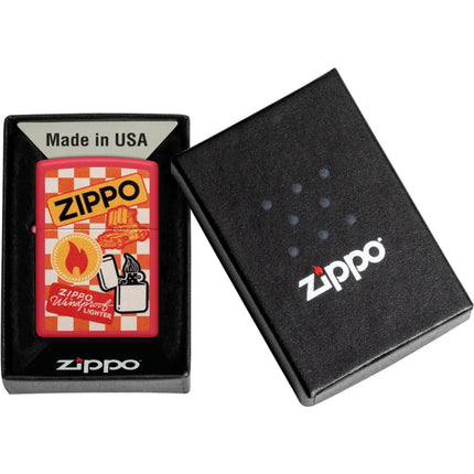 Zippo Lighter: Retro Zippo Design Red Matte | 48998