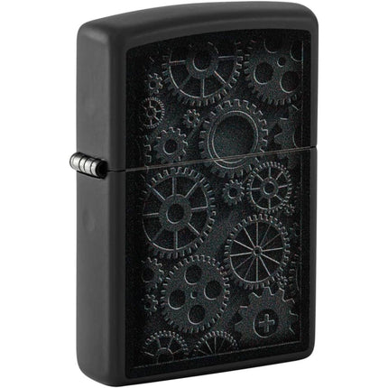 Zippo Lighter: Steampunk Gears Design Black Matte | 48999