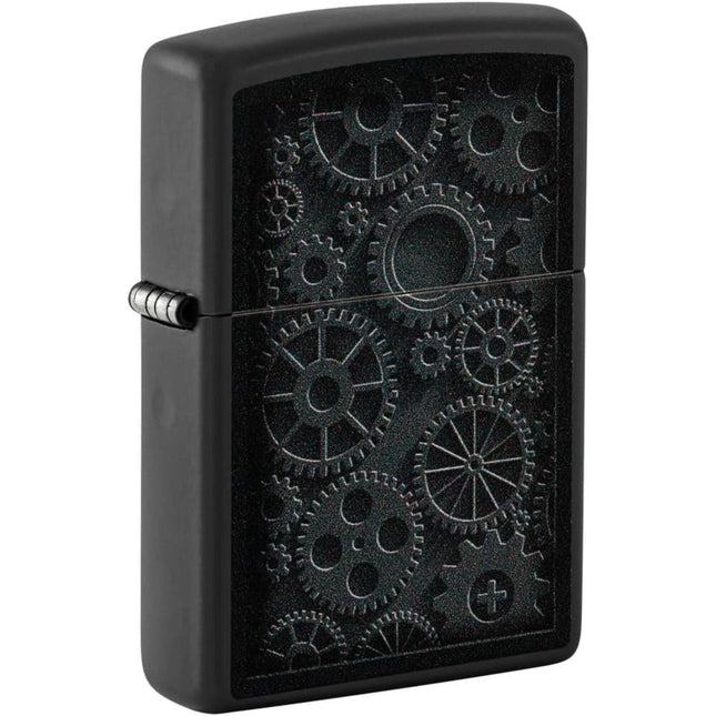 Zippo Lighter: Steampunk Gears Design Black Matte | 48999