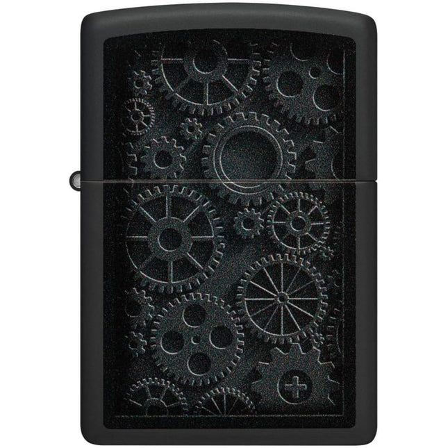 Zippo Lighter: Steampunk Gears Design Black Matte | 48999