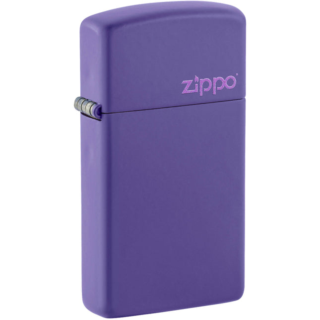 Zippo Lighter: Slim Purple Matte with Zippo Logo | 1637ZL