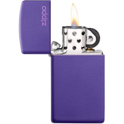 Zippo Lighter: Slim Purple Matte with Zippo Logo | 1637ZL