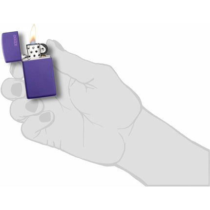 Zippo Lighter: Slim Purple Matte with Zippo Logo | 1637ZL
