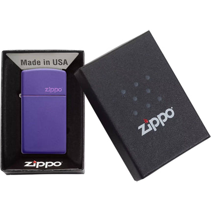 Zippo Lighter: Slim Purple Matte with Zippo Logo | 1637ZL