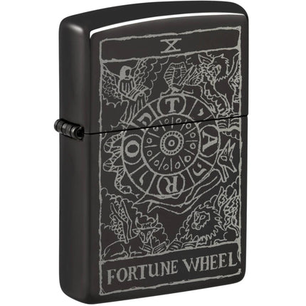 Zippo Lighter: Fortune Wheel Design High Polish Black | 46138
