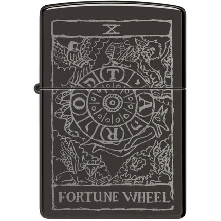 Zippo Lighter: Fortune Wheel Design High Polish Black | 46138