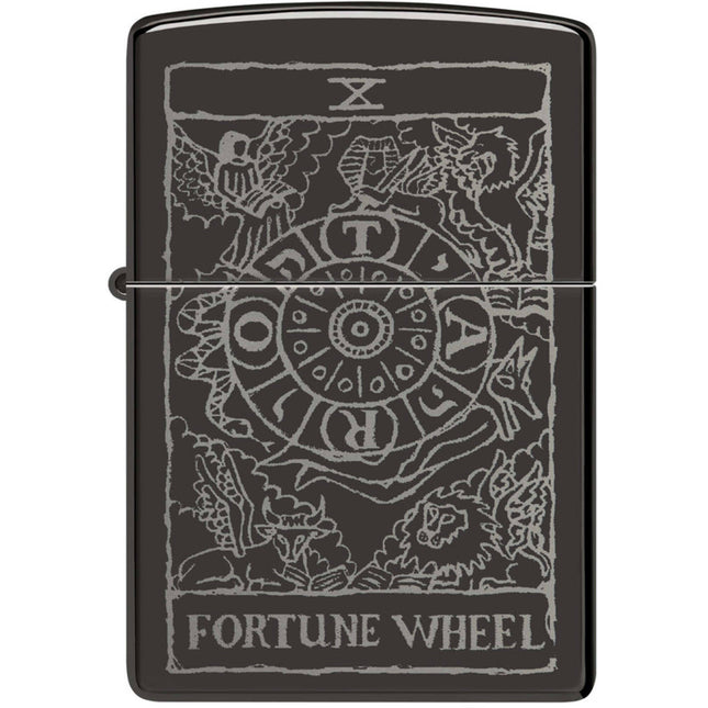 Zippo Lighter: Fortune Wheel Design High Polish Black | 46138